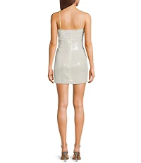 B. Darlin Sequin Lace Trim V-Neck Spaghetti Strap Dress