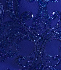 B. Darlin Sequin Pattern V-Neck Double Spaghetti Strap Lace Up Back Dress