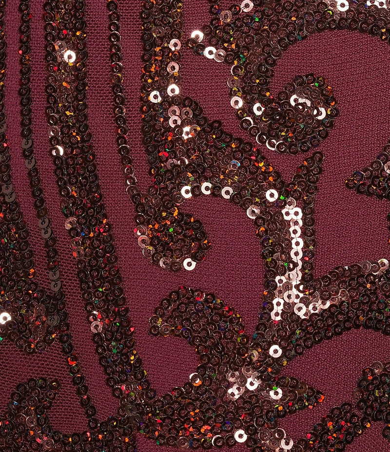 B. Darlin Sequin Patterned Halter V-Neck Tie Back Dress