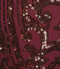 B. Darlin Sequin Patterned Halter V-Neck Tie Back Dress