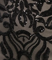 B. Darlin Sequin Patterned Mesh Sweetheart Neck Godet Inset Dress