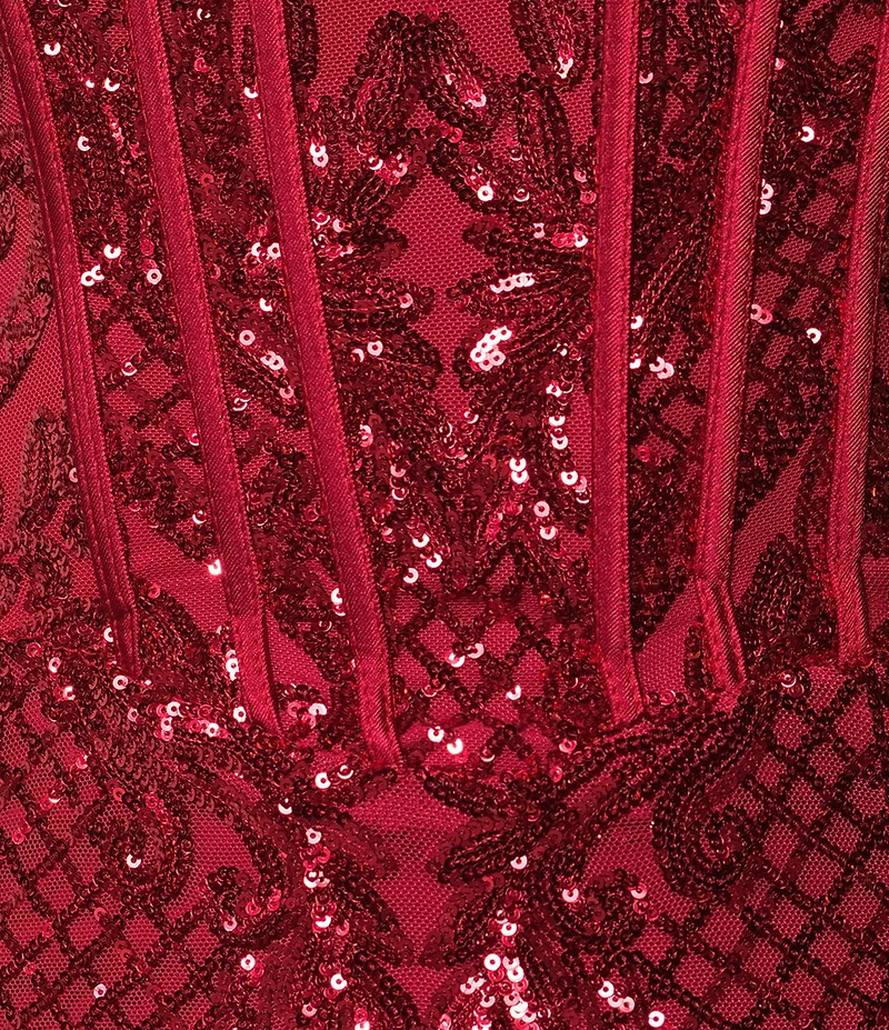 B. Darlin Sequin Patterned Scoop Neck Lace Up Back Dress