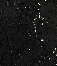 B. Darlin Sequin Patterned Strapless V-Neck Illusion Corseted Bodice Long Dress