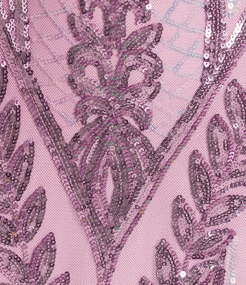 B. Darlin Sequin Patterned Sweetheart Neck Illusion Bodice Long Dress