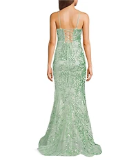 B. Darlin Sequin Patterned V-Neck Lace Up Back Dress