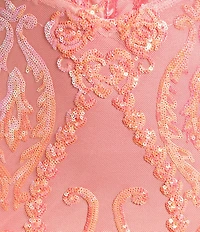 B. Darlin Sequin Sweetheart Neck Bustier Spaghetti Strap Fitted Dress