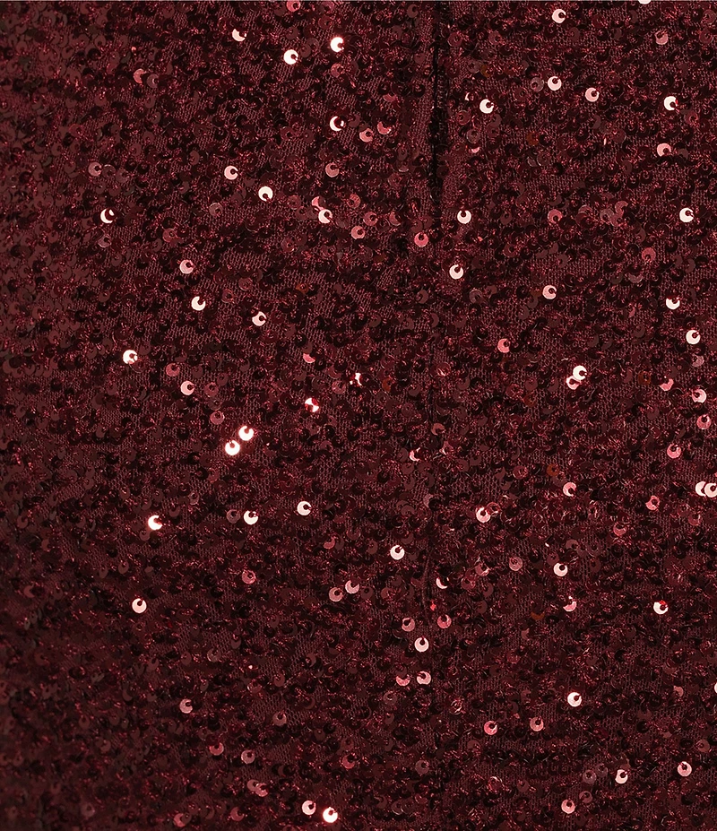 B. Darlin Sequin Sweetheart Neck Front Slit Long Dress