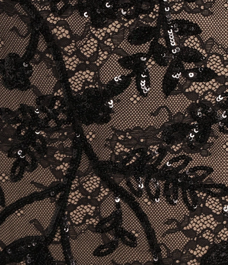 B. Darlin Sequined Lace V-Neck Lace Up Back Dress