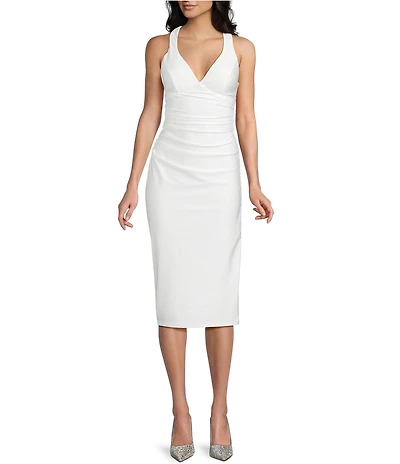 B. Darlin Shiny Knit V-Neck Midi Dress