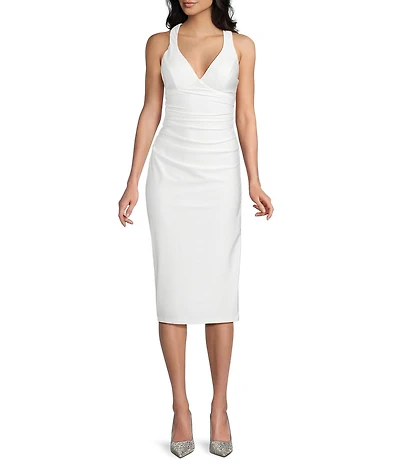 B. Darlin Shiny Knit V-Neck Midi Dress