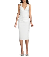 B. Darlin Shiny Knit V-Neck Midi Dress
