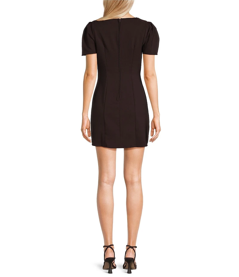 B. Darlin Short Puff Sleeve Faux Welt Pocket Front Dress
