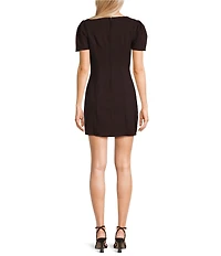 B. Darlin Short Puff Sleeve Faux Welt Pocket Front Dress