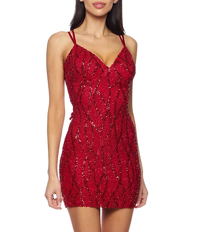 B. Darlin Sleeveless Beaded Sequin Bodycon Dress