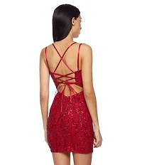B. Darlin Sleeveless Beaded Sequin Bodycon Dress