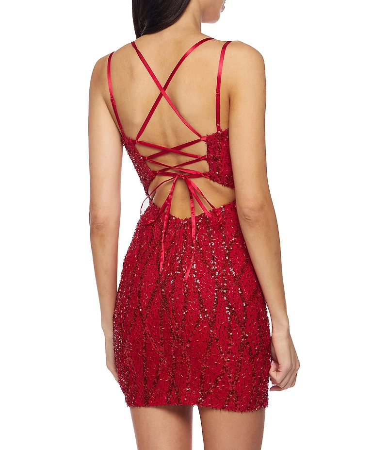 B. Darlin Sleeveless Beaded Sequin Bodycon Dress