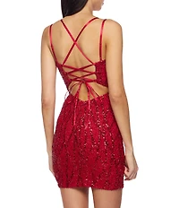 B. Darlin Sleeveless Beaded Sequin Bodycon Dress