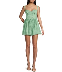 B. Darlin Sleeveless Floral Print Sweetheart Neck Trim Party Dress