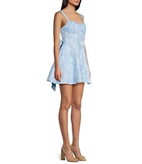 B. Darlin Sleeveless Floral Printed Bustier Bow Back Dress