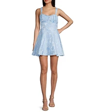 B. Darlin Sleeveless Floral Printed Bustier Bow Back Dress