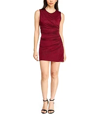 B. Darlin Sleeveless Round Neck Side Shirring Fitted Glitter Dress