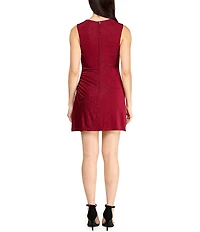 B. Darlin Sleeveless Round Neck Side Shirring Fitted Glitter Dress