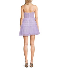 B. Darlin Sleeveless Ruched Illusion Bodice Tiered Fit And Flare Dress