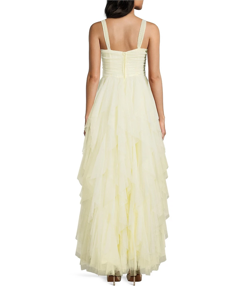 B. Darlin Sleeveless Scoop Neck Cascading Ruffle Dress