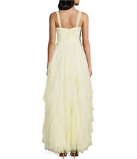 B. Darlin Sleeveless Scoop Neck Cascading Ruffle Dress