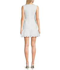 B. Darlin Sleeveless Scoop Neck Lace Detailed Ruffle Hem Dress