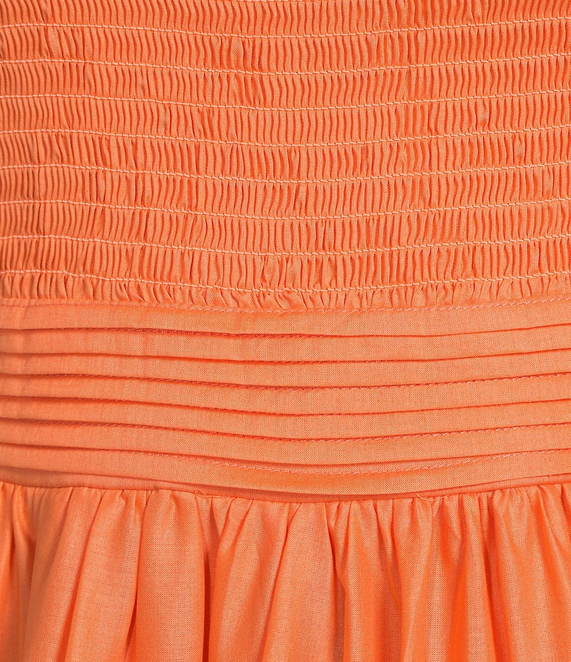 B. Darlin Smocked Bodice Tie Shoulder Pleated Fit And Flare Dress