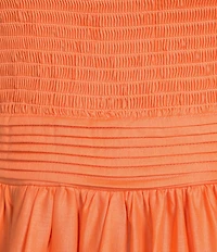 B. Darlin Smocked Bodice Tie Shoulder Pleated Fit And Flare Dress