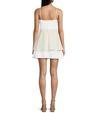 B. Darlin Spaghetti Strap Bow Trim Ruffle Skirt Dress