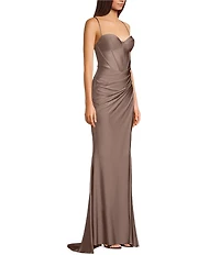 B. Darlin Spaghetti Strap Corset Side Shirred Long Dress