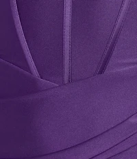 B. Darlin Spaghetti Strap Corset Side Shirred Long Dress