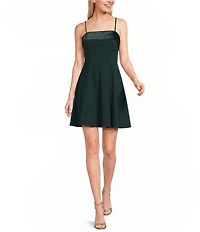 B. Darlin Spaghetti Strap Cuffed Straight Neck Skater Dress
