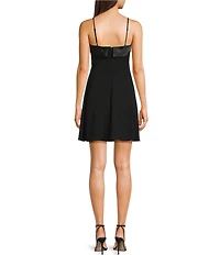 B. Darlin Spaghetti Strap Cuffed Straight Neck Skater Dress