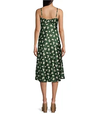 B. Darlin Spaghetti Strap Ditsy Floral Printed Satin Midi Dress