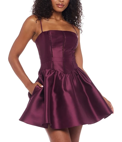 B. Darlin Spaghetti Strap Drop Waist Lace Trim Party Dress