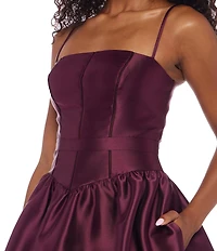 B. Darlin Spaghetti Strap Drop Waist Lace Trim Party Dress