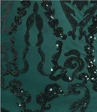 B. Darlin Spaghetti Strap Placement Sequin Long Dress