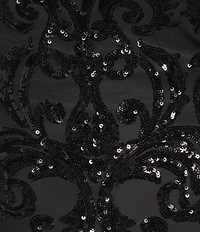 B. Darlin Plus Spaghetti Strap Square Neck Tie Back Sequins Bodycon Dress