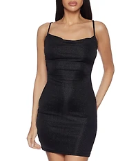 B. Darlin Spaghetti Strap Stretch Slinky Roller Glitter Dress