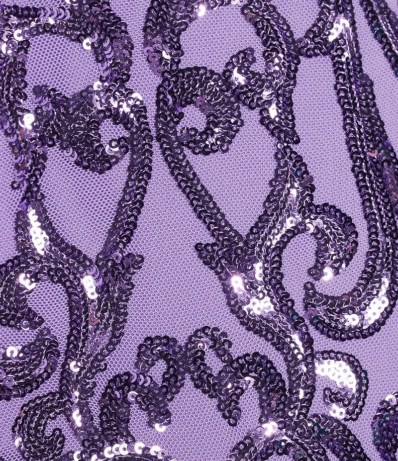 B. Darlin Spaghetti Strap Sweetheart Bustier Pattern Sequin Dress