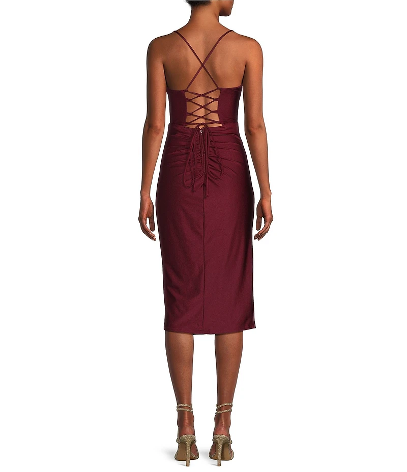 B. Darlin Spaghetti Strap Sweetheart Neck Corset Midi Dress