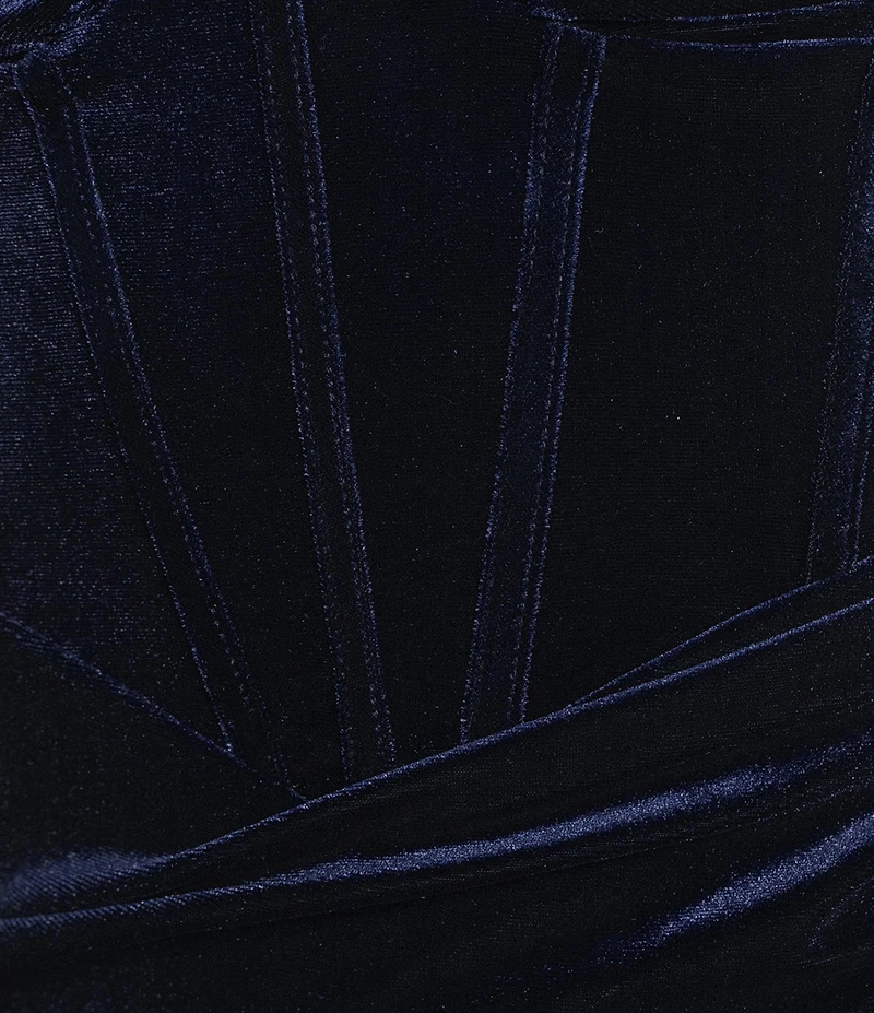 B. Darlin Spaghetti Strap V-Neck Bustier Shirring Detail Velvet Dress