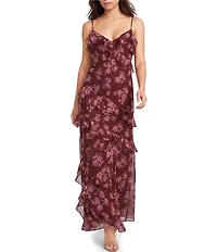 B. Darlin Spaghetti Strap V-Neck Ruffle Skirt Dress