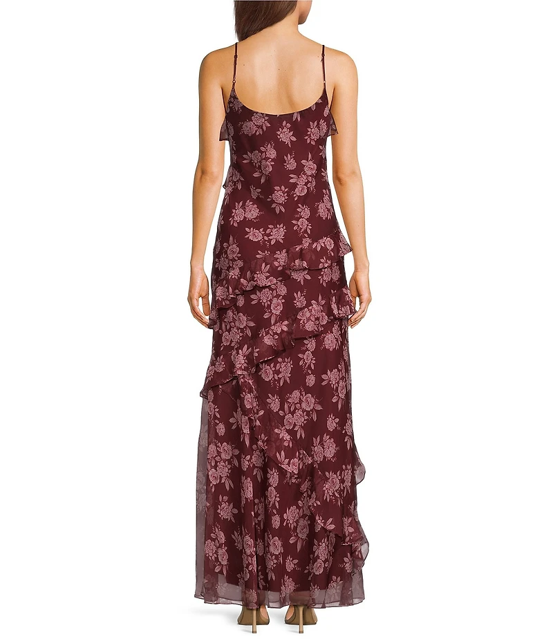 B. Darlin Spaghetti Strap V-Neck Ruffle Skirt Dress