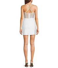 B. Darlin Spaghetti Strap Cowl Neck Shirred Detail Slim Dress