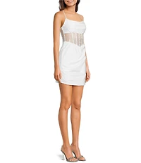 B. Darlin Spaghetti Strap Cowl Neck Shirred Detail Slim Dress